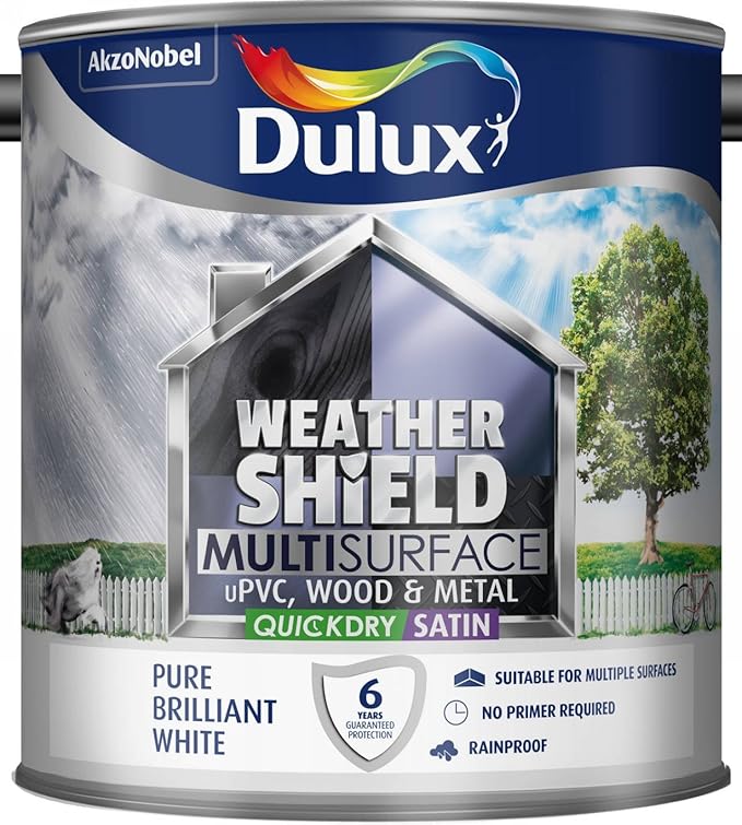 Dulux Weather Shield MultiSurface Quick Dry Satin Paint, 2.5 L Pure