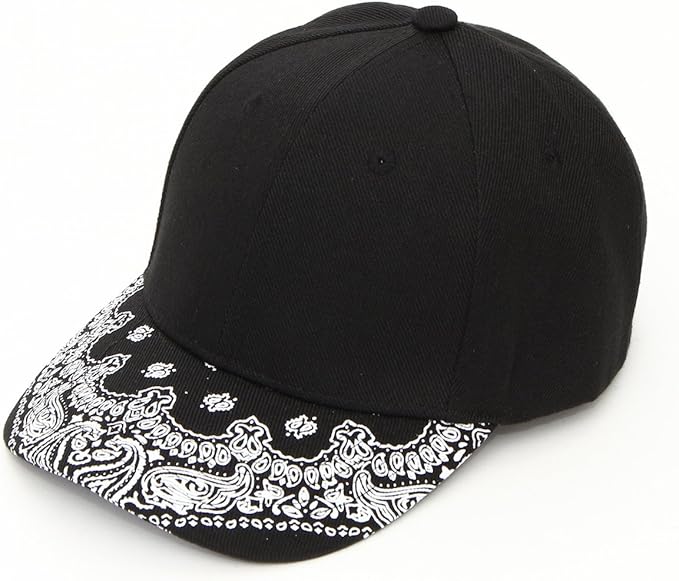 Amazon キャップのコハラ 高品質 キャップ メンズ ペイズリー柄 黒 ブラック シンプル 野球帽 ベースボールキャップ おしゃれ 安い フリーサイズ 54cm 60cm キャップ 通販