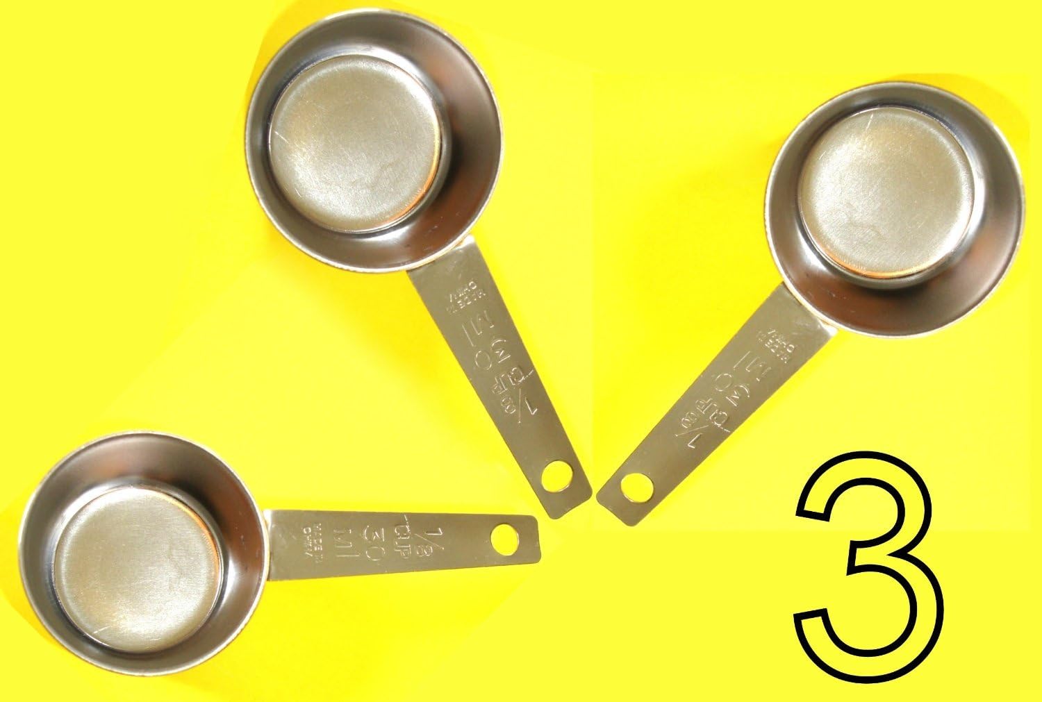 ALAZCO COFFEE MEASURING SCOOP 1/8 CUP Stainless Steel - Kitchen Baking Measure Spice Herbs Salt Sugar Flour Cocoa Protein Powder Keto Cream scoop (3pc Stainless Steel)