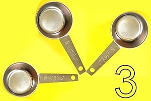 ALAZCO COFFEE MEASURING SCOOP 1/8 CUP Stainless Steel - Kitchen Baking Measure Spice Herbs Salt Sugar Flour Cocoa Protein Powder Keto Cream scoop (3pc Stainless Steel)