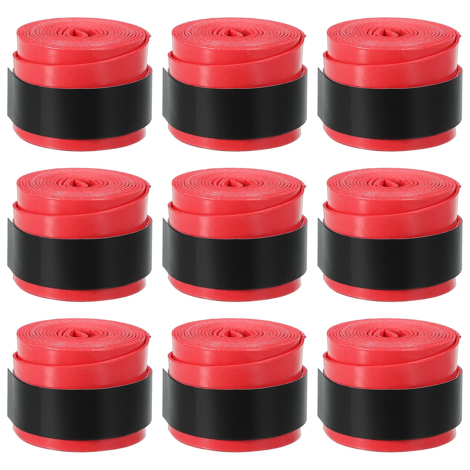 PATIKIL 43.3" Tennis Racket Grip Tape, 9 Pack Overgrip Stretchy Non-Slip Absorb Sweat for Badminton Fishing Rod, Red