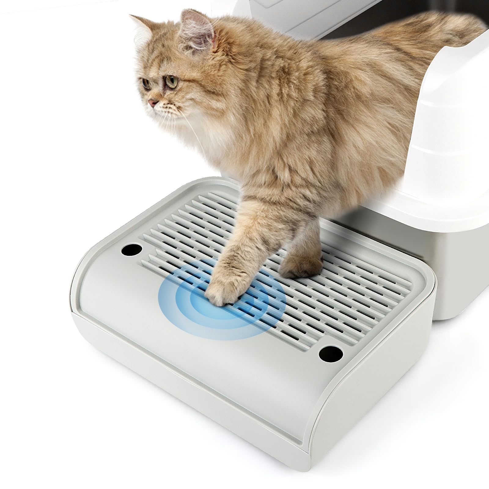 Photo 1 of Bartuke Litter Box Step, Cat Step/Ramp/Catcher with Filter Function, Easy to Clean, Ideal for Kitten & Elderly Cats (Light Grey)