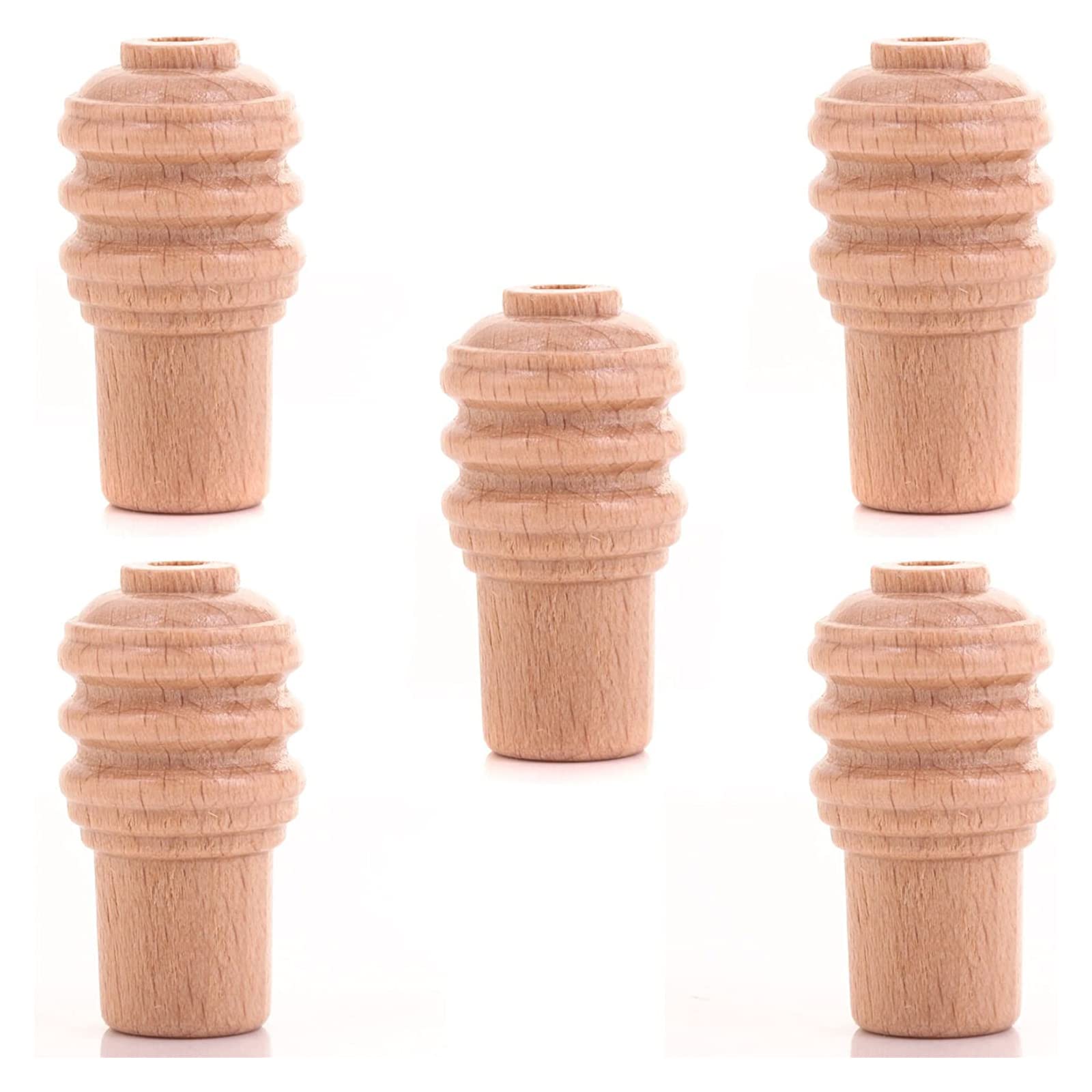 SISI UK Ridged Wooden Cord Pulls Weights Roman Blind Cord Pull for Light Switch Curtains Roman Blind Ends Light Switch and Ceiling Fans Pull Cord Weight Pack of 5.