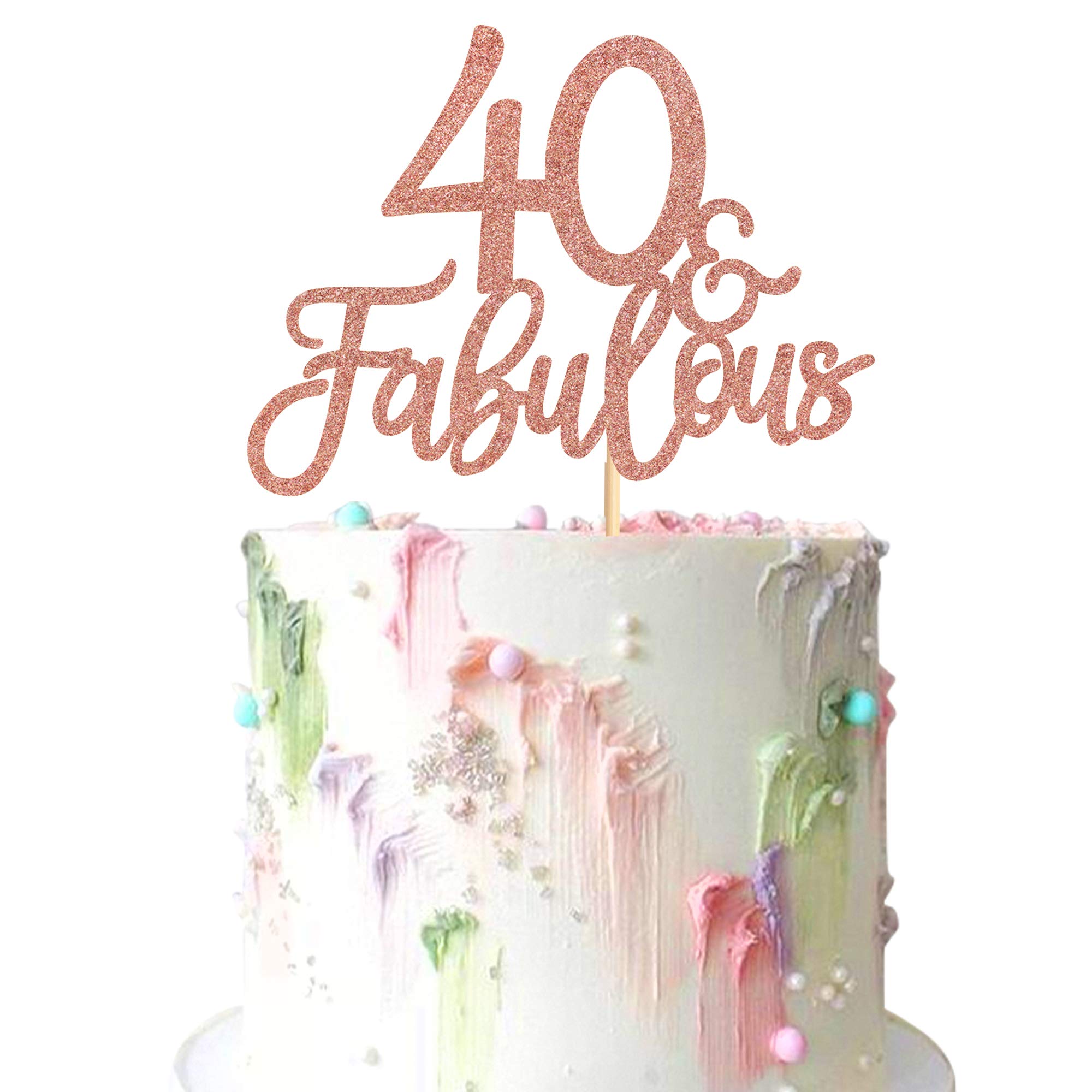 3Pcs 40 & Fabulous Cake Toppers 40 and Fabulous Cake Toppers for Happy 40th Birthday Cheers to 40 Party Decorations 40 Anniversary Birthday Cake Decorations Supplies