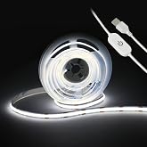 UVTaoYuan LED Strip Lights,5V USB COB Touch Dimmable 6000K White(6.56ft/2m) | 640 LEDs, Strip light 10W, Flexible, For Bedroom Kitchen DIY Lighting Room Decor TV 3D