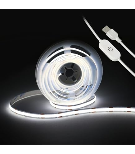 KALSW-Bande Led Cob 5 V Blanc Chaud 3000 K Flexible Avec Port Usb 3 M 960 Led 8 Mm De Large Avec Autocollant Pour Retroeclairage Tv Sous Armoires De Cuisine Salon