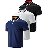 3-Pack Mens Golf Shirt Performance Sport Short Sleeve Moisture Wicking Dry Fit Golf Polo Active Shirts for Men