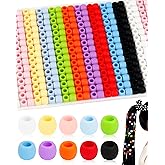 300PCS FIVEIZERO 8 * 10mm Small Silicone Hair Beads, Soft Rubber Beads with 5mm Large Hole for Hair Braiding, Kandi Pony Bead for DIY Bracelets, Keychains & DIY Crafts