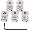 WINSINN GT2 Pulley 20 Teeth 5mm bore 10mm Width 20T Timing Belt Pulley Wheel Aluminum for 3D Printer (Pack of 5Pcs)
