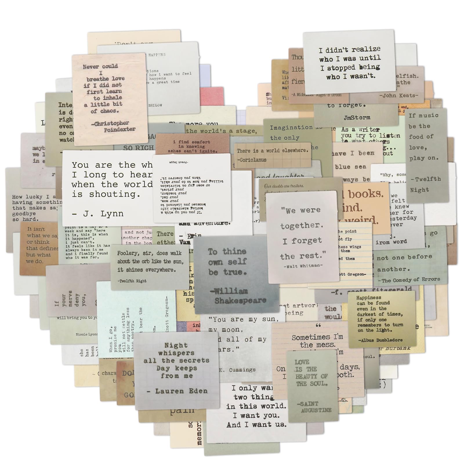 Dimeho 120 Pcs Motivational Quote Stickers - Typewriter Style Non-Repetitive Vintage Famous Words for Scrapbooks, Planner, Junk Journal - Retro Inspirational Journaling