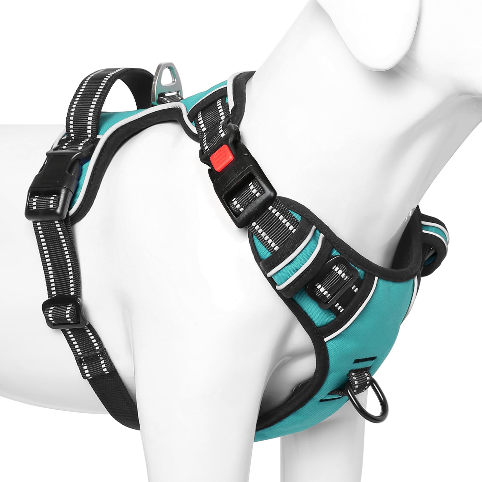 Photo 1 of Timos No Pull Dog Harness,NO Need Go Over Dogs Head 3 Snap Buckles Reflective Oxford No Choke Puppy Harness with Front & Back 2 Metal Leash Clips Soft Padded Vest Harnesses for Small Medium Large Dogs