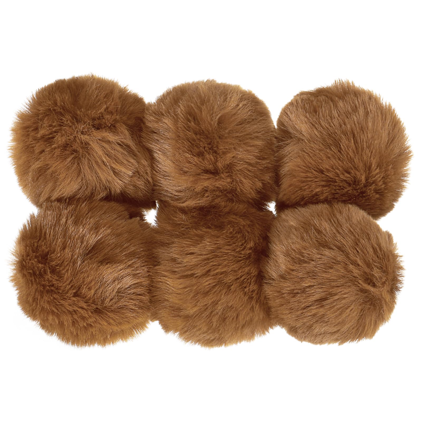 Patikil Faux Fur Pom Poms for Hats, 6 Pcs Fluffy Soft Fur Balls for Keychain Knitting Hats DIY Scarves Gloves Bag Christmas, Brown