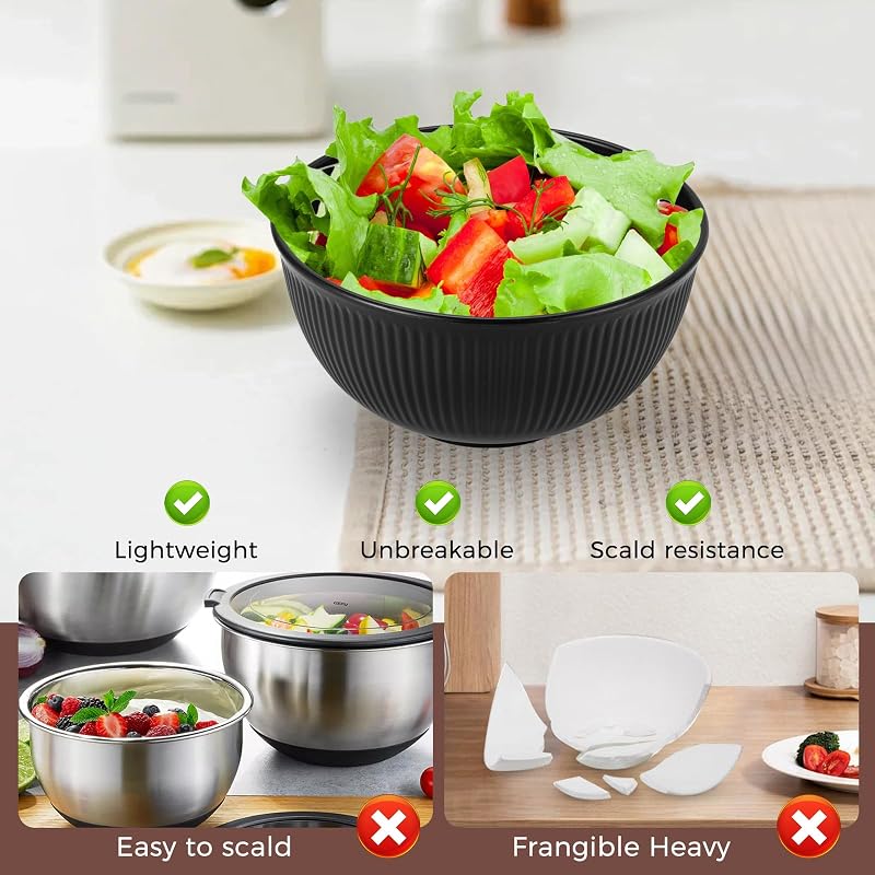 Juego de 8 cuencos irrompibles para cereales, cuencos de plástico ligero, cuenco de camping reutilizable para desayuno, arroz, fideos, ensalada, fruta, sopa, aperitivos, lavavajillas y — foto 4 de 7