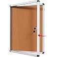SWANCROWN Enclosed Bulletin Board Tamper-Proof Cork Noticeboard Secure Information Board with Acrylic Door 26x20inch (4xA4)