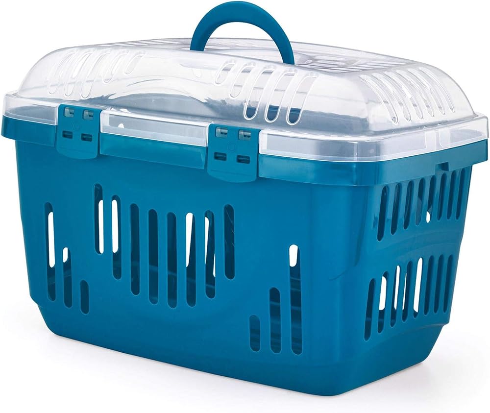 CAT CENTRE Blue Transparent Lid Pet Carrier Small Medium Animals Portable