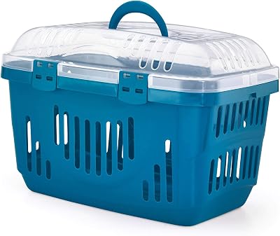 CAT CENTRE Blue Transparent Lid Pet Carrier Small Medium Animals Portable