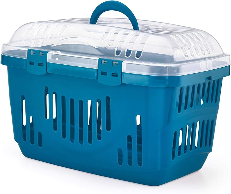 CAT CENTRE Blue Transparent Lid Pet Carrier Small Medium Animals Portable