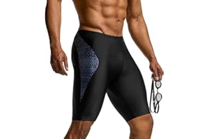 TSLA Men's Swim Jammers, Athletic Racing Swimming Shorts Trunks, UPF 50+ Sun Protection Endurance Triathlon Swimsuit