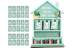 Books Read This Year Counter, 18x13cm, Rustic Book Tracker, Manual Wooden Read Tracker, Bookshelf Decor Reading Sign, For Hom