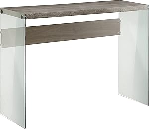 Monarch specialties I 3055, Console Sofa Table, Tempered Glass, Dark Taupe, 44"L