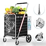 XING LANG Folding Shopping Cart with 360° Rolling