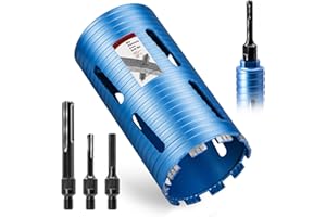 DaduoRi 5" Dry Core Drill Bit, 5/8"-11 Thread, with 3 Adapters Included: SDS Plus, SDS Max and 1/2" Hex Abor, 9.5" Drilling D