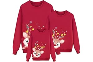 QXUTPO Family Matching Christmas Sweatshirts Crewneck Mommy and Me Christmas Outfits Xmas Elk Pullovers Couples Hoodies