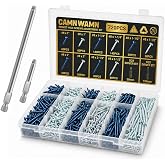 720 PCS Pocket Hole Screws Assortment Kit, 5 Sizes #8 x 1, 1-1/4", 1-1/2", 2", 2-1/2", Blue &amp; Zinc Coated Square Drive Self-Tapping Coarse Thread Wood Screws Set with Drive Bit