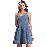 Allegra K Denim Dress for Women's Casual Tank Square Neck Mini Dress