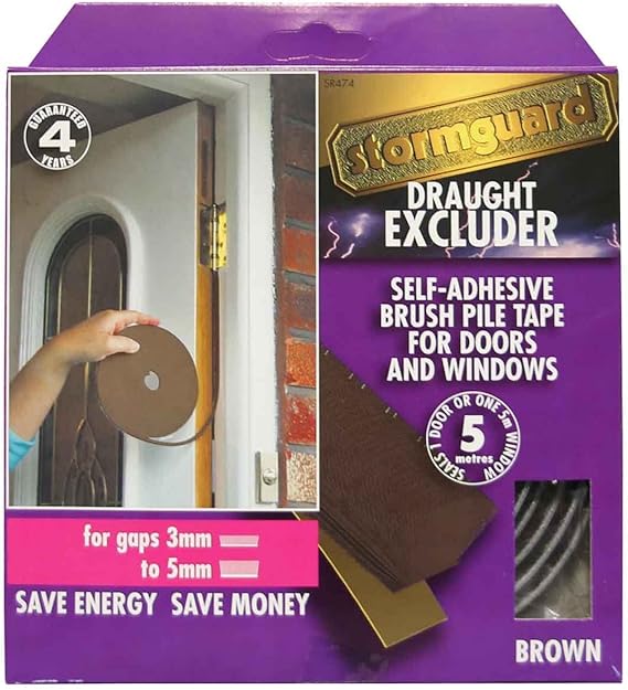 Brown Brush pile draught excluder weather proofing seal self adhesive