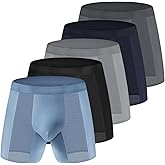 Mowkim Men's Underwear Boxer Briefs 5 Pack - Breathable Mesh Design,Built-in 3D Pouch Soft Underwear