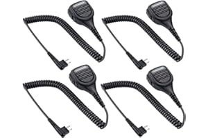 commountain Speaker Mic for Motorola Radios R2 CP100D CP200D CP200 CP185 CLS1410 CLS1110 BPR40D BPR40 RDU4100 RDU4160D RMU2040 RMU2080D CLS RDU RMU, PMMN4013 PMMN4013A 2 Pin Microphone-4 Pack