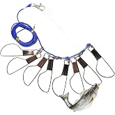 QUANFULTEC Fish Stringer，Fishing Stringer Set, 16ft Fish Holder Rope with 8 Rotating Snap Locks and Ground Anchor, Heavy Duty Fish Lock for Trout, Perch, Bass, Saltwater or Freshwater Use