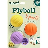 WOOF Flyball Fetch Ball &amp; Dog Treat Dispenser Toy, 3-Pack | 2-in-1 fetch ball, fits standard ball launchers, treat dispenser, durable rubber, dishwasher safe, puzzle enrichment