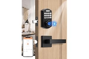 Tinewa Fingerprint Door Lock, Keyless Entry Door Lock, Electronic Keypad Deadbolt, Auto Lock, Anti-Peeking Password, Front Door Handleset for Homes, Apartments, Easy to Install