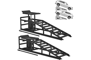 IDEALHOUSE 2 Pack Hydraulic Car Ramps 10,000 Lbs Capacity, Low Profile Car Lift Service Ramps with Adjustable Height 11.6"-16