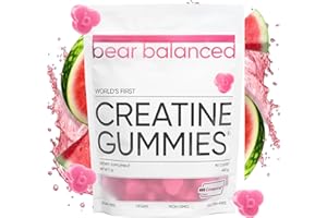 Bear Balanced Creatine Gummies for Men & Women - Creapure® Creatine Monohydrate, L-Theanine, L-Tyrosine & B12 for Muscle Growth, Strength, Focus, Energy & Health - Low Calorie, Sugar-Free, & Vegan