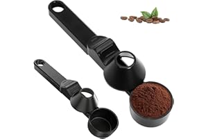 Coffee Scoop with Funnel 2 Pack - Anti-Spill Scraper Design Large Capacity Spoon - Ideal for Coffee Beans, Protein Powder, Te