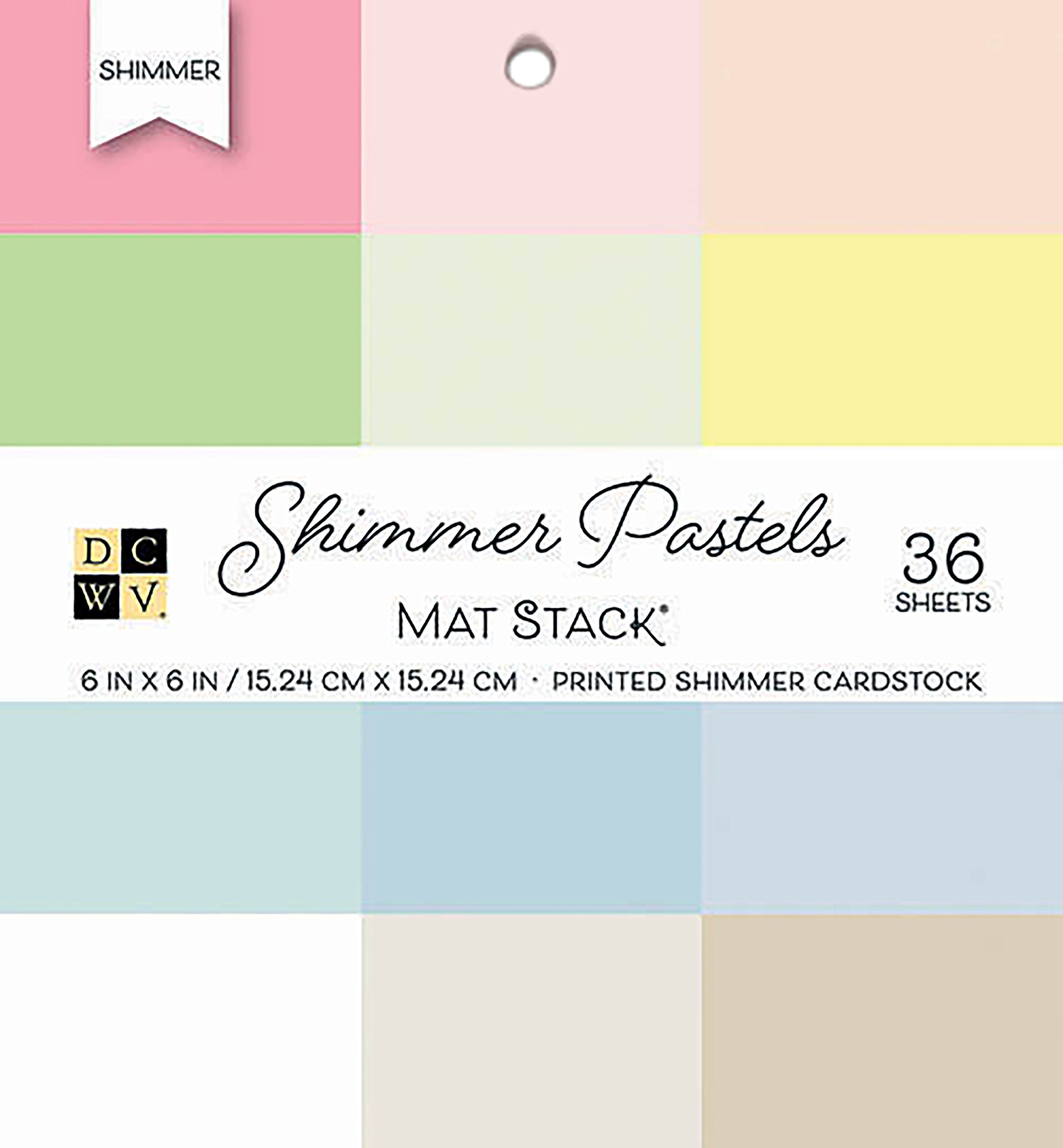 DCWV Card Stock 6"X6" Cardstock Stack, Shimmer Pastels Solid, 12 Colors/3 Each
