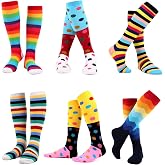 WeciBor Women's Funny Novelty Multi Colorful Pattern Cotton Knee High Socks | Multicolor Pattern, Fun Daily Wear, Novelty Gift, 90s Retro Style, Skateboard socks