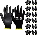Velway 12 Pairs Safety Work Gloves PU Coated Non-Slip Grip Size M 8
