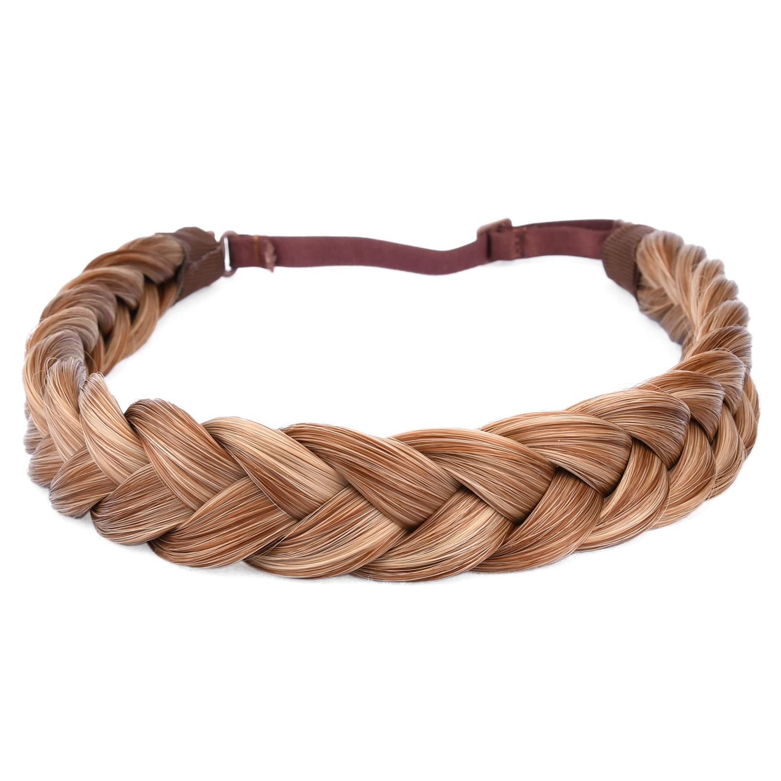 Photo 1 of DIGUAN Synthetic Hair Braided Headband Wide Plaited Braids Hairpiece Women Girl Beauty accessory, 55g (Strawberry Blonde)