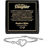 CALLA DECORGIFTS To My Daughter Bracelet From Mom And Dad With Heartfelt Message & Elegant Box, Valentines Gifts For Daughter, Jewelry Gift For Daughter From Mother and Father On Birthday, Graduation