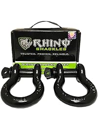 Rhino USA D Ring Shackle (2 Pack) 41,850lb Break Strength &ndash; 3/4&rdquo; Shackle with 7/8 Pin for use with Tow Strap, Winch, Off-Road Jeep Truck Vehicle Recovery, Best Offroad Towing Accessories (Gloss)&hellip;