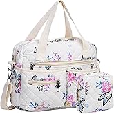 2-Piece Quilted Floral Cotton Tote Bags for Women – Crossbody & Shoulder Handbags for Travel & Work