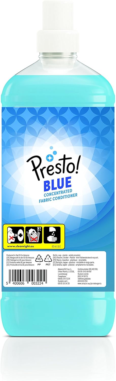 Amazon Marke Presto Weichspuler Blau 360 Waschgange 6 X 60 Waschladungen Amazon De Drogerie Korperpflege