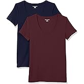 Amazon Essentials womens Regular-Fit Short-Sleeve Scoop Neck T-Shirt (Available in Plus Size)