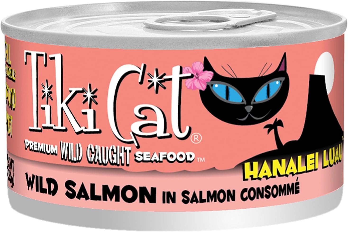 Tiki Cat Gourmet Whole Food 2.8oz cans-12 pack HANALEI LUAU Wild Salmon in Salmon Consommé