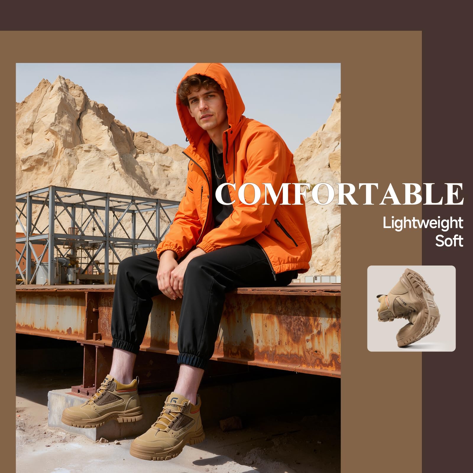 Steel Toe Boots for Men Indestructible Steel Toe Shoes Breathable High Top Work Boots for Men Lightweight Safety Shoes Non Slip Work Shoes Industry Construction Safety Boots
