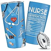 wowcugi Nurse Gifts Nutrition Facts Tumbler Stainless Steel Double Vacuum Insulated Travel Coffee Cup 16oz Christmas Graduation RN CNA LNP Nurse Appreciation Gift Women Men